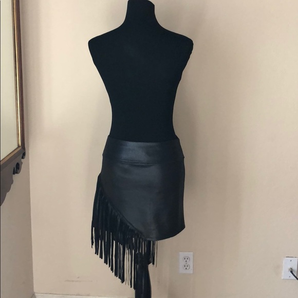 Liberty Garden vegan leather fringe skirt - Picture 4 of 13